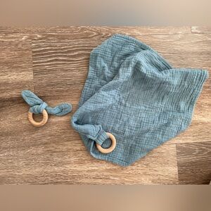 Wooden teething toy and lovey